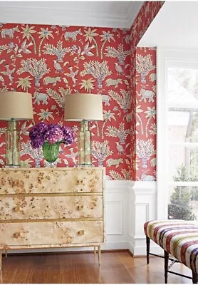 1 X Roll Stunning Thibaut ‘Goa’ Wallpaper In Sun Baked T-88725 In A Terracotta • £45