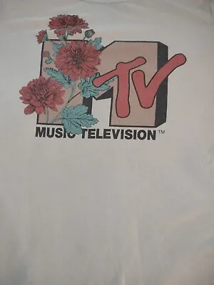 MTV Womens Small T Shirt Music Television Top Short Sleeve Floral Graphic Size S • £9.60