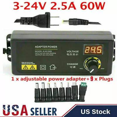 Adjustable Power Supplies Voltage 3 To 24V AC/DC Switch Power Supply LED Display • $14.99