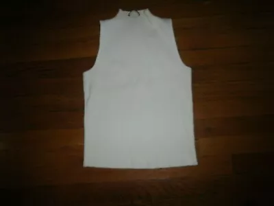 Vince. Pretty Stylish White Ribbed Sleeveless High Neck Tank Top Size M Euc • $9.99