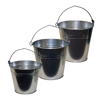 Galvanised Metal Steel Buckets Metal Handle Water Coal Traditional Multipurpose • £10.99