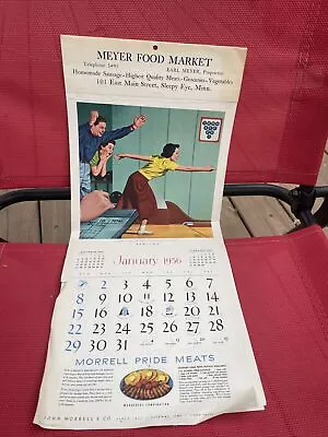 Meyer Food Market Sleepy Eye MN Calendar 1956 Morrell Pride Meats • $32.50