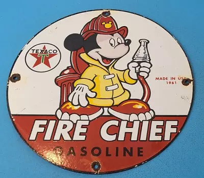 $115.47 • Buy Vintage Texaco Gasoline Porcelain Mickey Mouse Chief Walt Disney Gas Pump Sign
