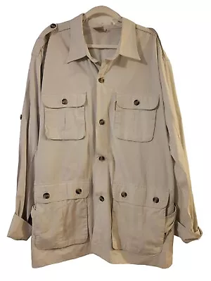 TAG Safari Travel Clothing Men's Long Sleeve Belted Shirt Jacket Photography 3XL • $38.99