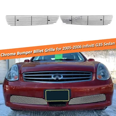 Fits 2005-2006 Infiniti G35 Sedan Front Bumper Chrome Billet Grille Grill Insert • $53.99