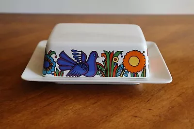 Villeroy & Boch ACAPULCO Covered Butter Dish W/ Lid Birds Flowers • $95