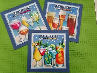 £1.50 • Buy 3 Handmade Funny Mixer Drink Card Doc  I Need Glasses Flat  Card Topper Birthday
