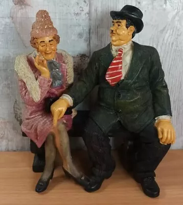 Vintage Laurel And Hardy Figure Sitting On A Bench Funny Classic Comedy Duo   • £25