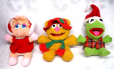 Vtg 1987 McDonald's Christmas Muppet Babies Plush Kermit Fozzie Miss Piggy Set 3 • $15