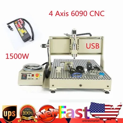4 Axis 1500W 6090 CNC USB Router Milling Engraving Cutting Machine + Controller • $1990