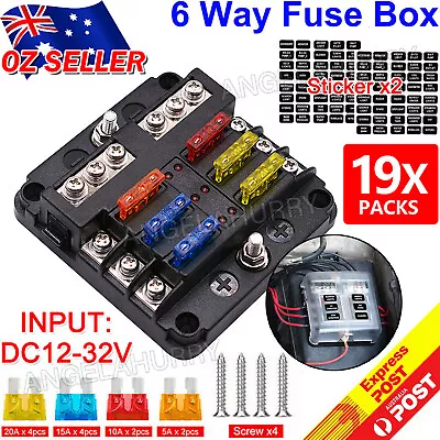 6 Way Auto Blade Fuse Box Block Holder Panel For Car Power Distribution NEW • $15.99