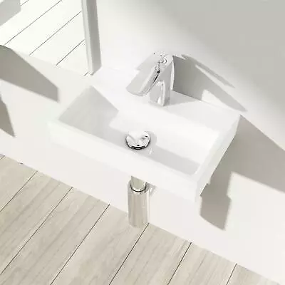 £43.89 • Buy Modern Cloakroom Wash Basin Sink Vanity Ceramic Wall Hung Compact 380x240mm