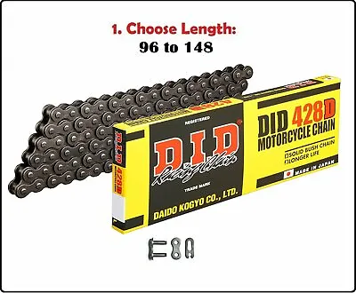 D.I.D DID 428 Standard Non-sealed Natural Drive Chain W/ Clip Master Link • $40.30
