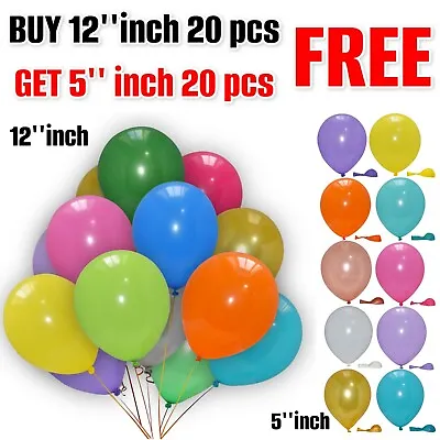 Plain Balloons LATEX Helium 20Pcs + 20Pcs Birthday Balons WEDDING Party Decor UK • £2.99