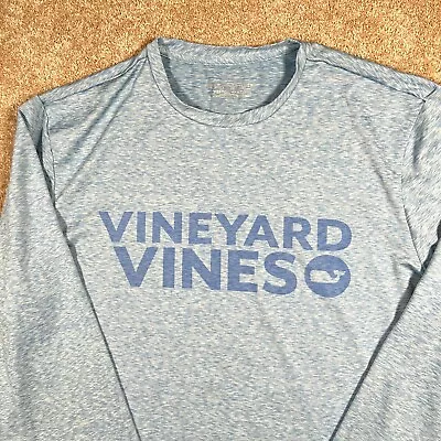 VINEYARD VINES Shirt Mens L Performance Long Sleeve Heather Blue Large • $15.98