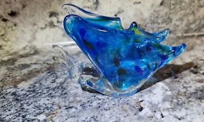 Stunning Art Blown Glass  Blue Butterfly Murano Style Figurine • $24