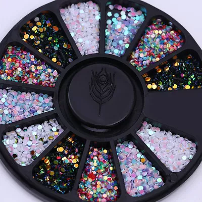 Nail Rhinestone Crafts Charms Flatback Mixed Color 3D Nail Art Decoration Wheel • $1.52