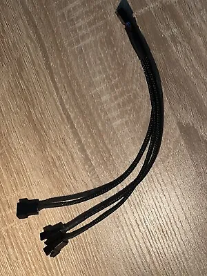 1 2 Or 3 Way Fan Splitter Cable Sleeved 4-Pin PWM Black Connector Fan Extension • £1.99