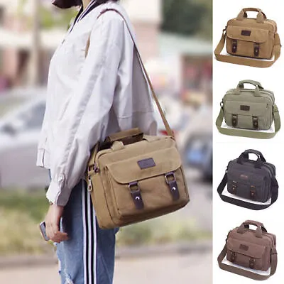 Large Capacity Canvas Crossbody Messenger Shoulder Bag Briefcase Satchel Unisexפ • £17.72