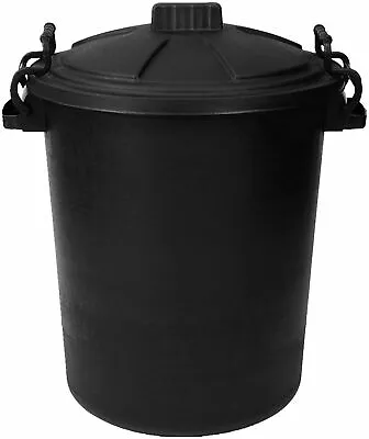 £85.69 • Buy 6 X 80L Black Dustbin Heavy Duty Locking Lid Waste Rubbish Animal Feed Storage