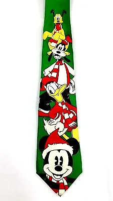 Disney Mickey Mouse And Friends Holiday Silk Tie For Men Green New • $29.77