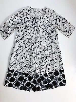 Thakoon For Target Women Batik Pleated Button Down Shirt Dress Blue White Medium • $15