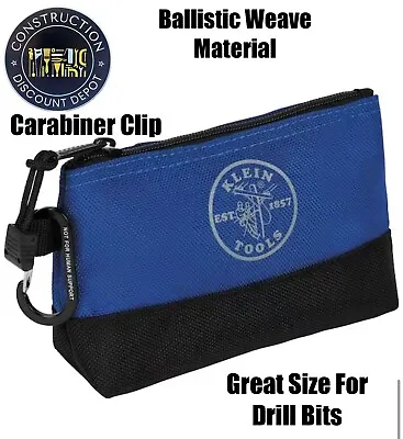 Klein Tools Ballistic Weave Heavy Duty Bag With Carabiners -BLUE Drill Bit Size • $15.19