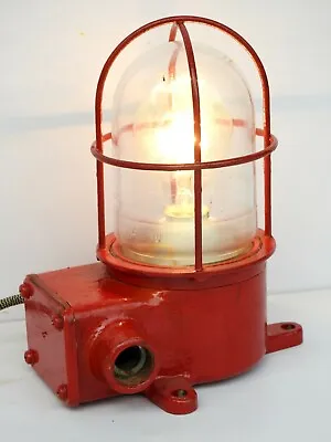 Red Maritime Salvaged Passageway Bulkhead Light Wall Mount Lamp Navigation • $163.90