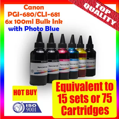 Canon Bulk Ink Cartridge Refill 6x100ml PGI680 CLI681 TS6160 8160 9160 TR8660 • $26.90