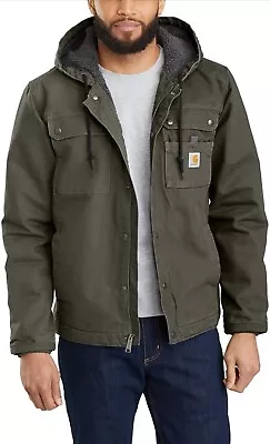 Carhartt Men's Relaxed Fit Washed Duck Sherpa-Lined Utility Jacket Sz Men’s LG • $65