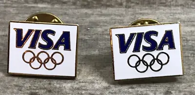 2 Visa Olympic Rings Lapel Hat Jacket Vest Shirt Backpack Bag Souvenir Pins • $6.78