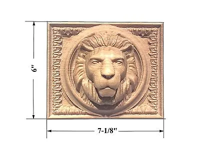 Lion Head Rectangular Rosette /Aplique 7-1/8  X 6  X 2-5/8 .  Red Oak Cherry... • $66