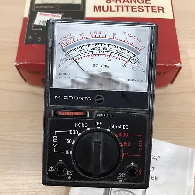 Vintage Multitester Micronta 8-Range 22-212  Analog Multimeter  Box & Manual • $9.98