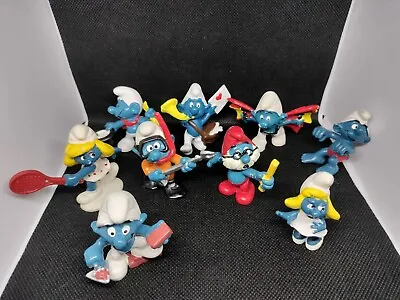 Smurf Lot Of 9 Vintage Mixed Smurfs Figures Schleich Peyo Toy  (Lot #202) • $20