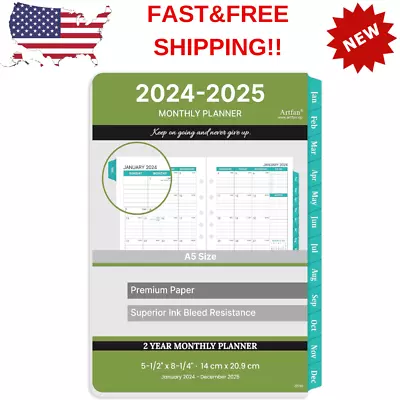 2024-2025 Weekly & Monthly Planner Refill 5-1/2  X 8-1/2  Runs From January A5 • $18.24