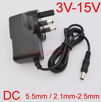 DC 3V 4.5V 5V 6V 7.5V 8V 9V 10V 12V 15V 500mA 1A Power Adapter Supply 5.5mm UK • £4.94