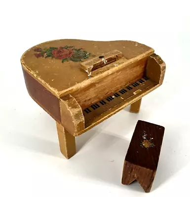 Vintage Dollhouse Miniature Piano Coin Bank With Bench 1920s 30s • $12