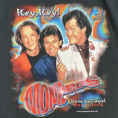 Vintage 1996 MONKEES Hey Hey! 30th Anniversary Here We Come XL Concert T-Shirt • $19.99