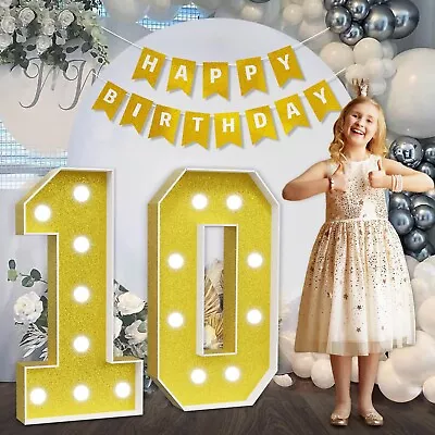 Marquee Numbers Gold 10th-Birthday Decorations: Large 3ft Light Up Number 10 ... • £85.50