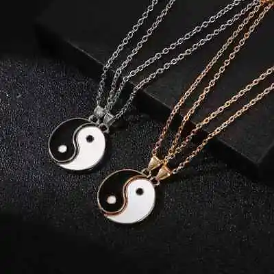 1 Pair Ying Yang Necklace Pendant Chain Gold Silver Gift Best Friends Bff Bf Gf • £5.79