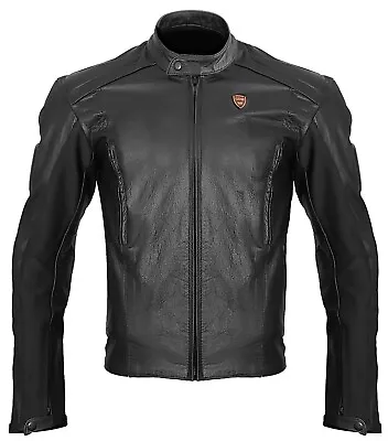 NEW Leather Motorcycle Jacket Riding CE Armor Biker Jacket Black GDM Men's  • $159.95