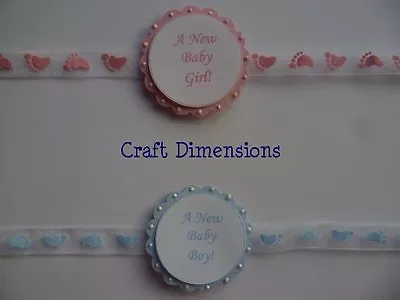 Scalloped Circle New Baby Girl And Boy Word Sentiments For Card Toppers • £1.99