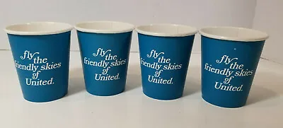 Vintage United Airlines Fly The Friendly Skies Paper Coffee Cups Set Of Four NOS • $3.99