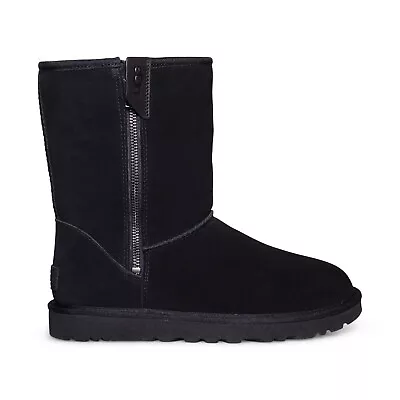 Ugg Classic Short Bailey Zip Black Suede Snow Women's Boots Size Us 10/uk 8 New • $137.99