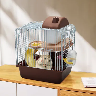 1/2 Tier Hamster Cage Rodent House With Exercise Wheel &Water Bottle &Ladder • £7.95