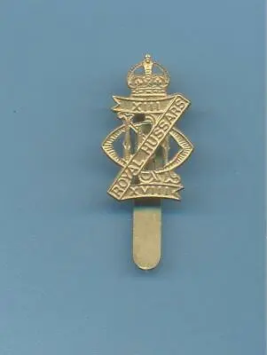 13/18th ROYAL HUSSARS.KC.BRASS ARMY CAP BADGE • £10