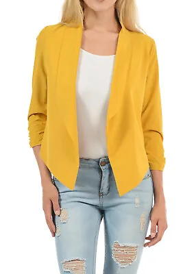 Auliné Collection Womens Casual Lightweight 3/4 Sleeve Fitted Open Blazer • $21.99