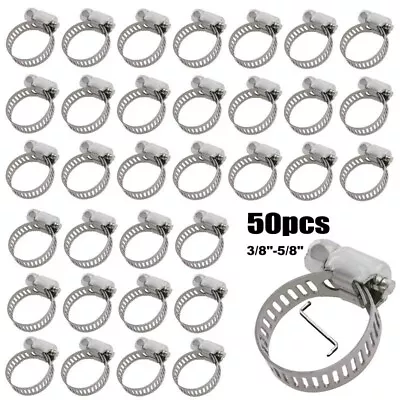 50Pcs 3/8  - 5/8 Adjustable S304 Drive Hose Clamp Fuel Line Worm Clip Hose Clamp • $15