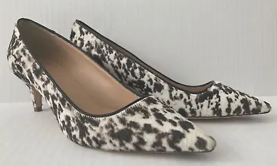 J.Crew Dulci Calf Hair Kitten Heel Pump 6.5 Made In Italy Leather Animal Print • $55