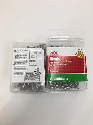 ACE 2013951 New 1/8  Dia. 1/16  1/8  Grip Range Aluminum Rivets 2 Pack 200 Piece • $8.99